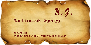 Martincsek György névjegykártya